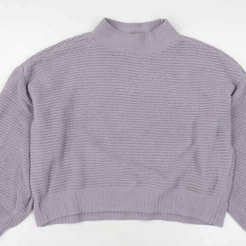 Hollister Women's Purple Mock Neck Jumper XS