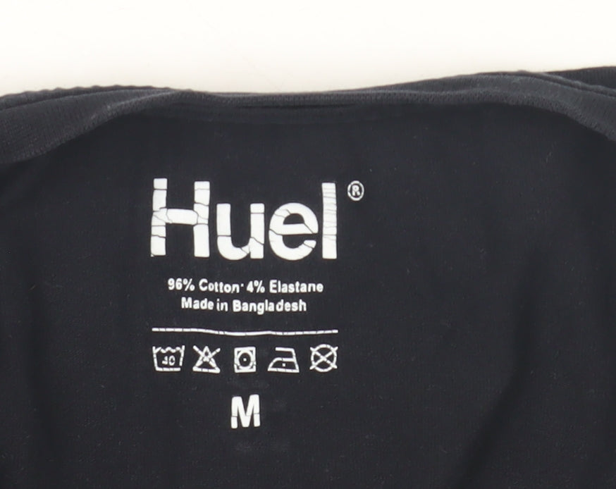 Huel Men's Black Medium Cotton T-Shirt - Good Condition