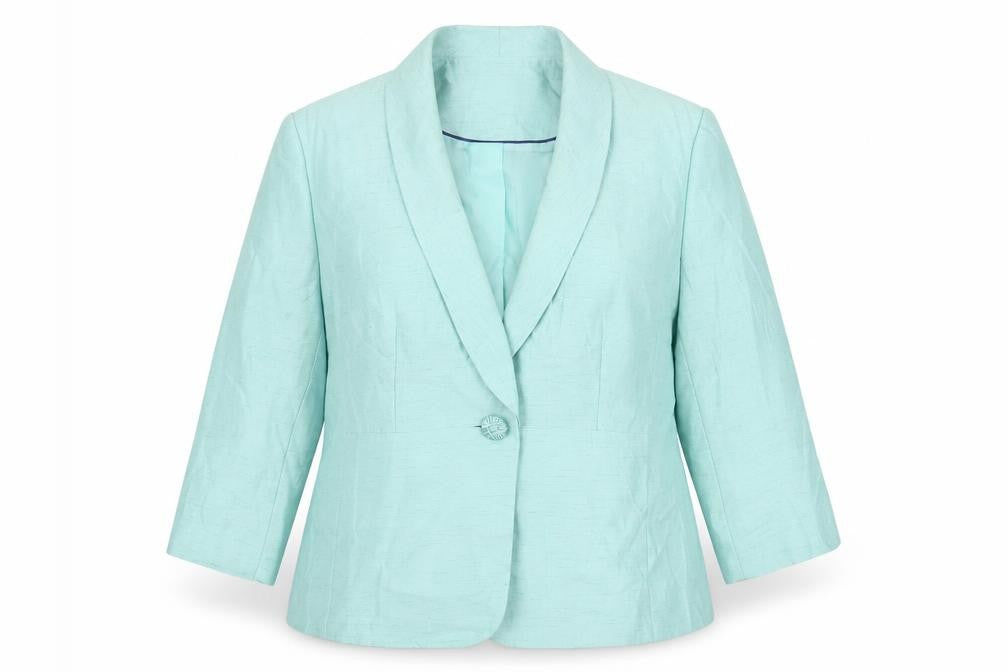 Front view of Eastex Women's Green Blazer, size 14, Formal Jacket