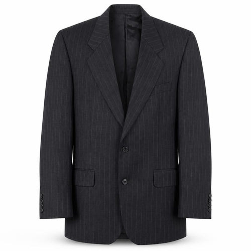 Dechamps Men's Grey Short Blazer, Wool, Size 40 Short, Pinstripe