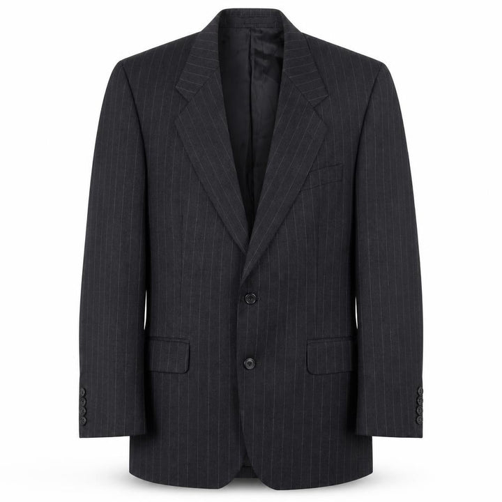 Dechamps Men's Grey Short Blazer, Wool, Size 40 Short, Pinstripe