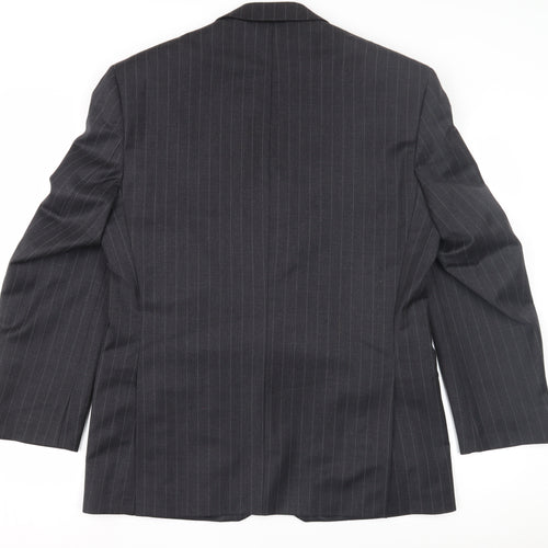 Dechamps Men's Grey Short Blazer, Wool, Size 40 Short, Pinstripe