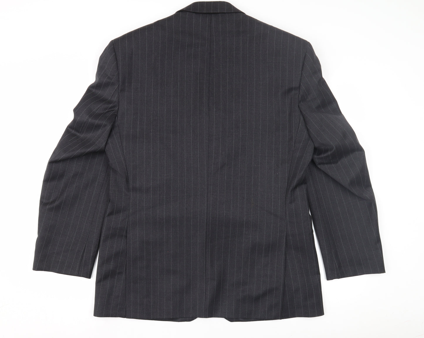 Dechamps Men's Grey Short Blazer, Wool, Size 40 Short, Pinstripe