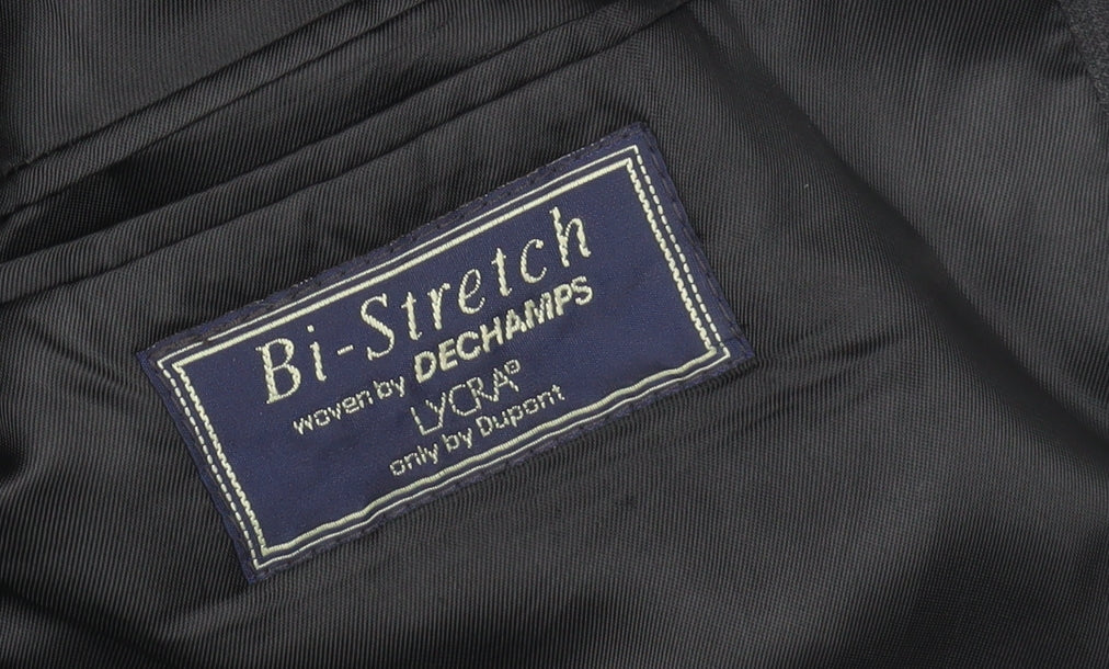 Dechamps Men's Grey Short Blazer, Wool, Size 40 Short, Pinstripe