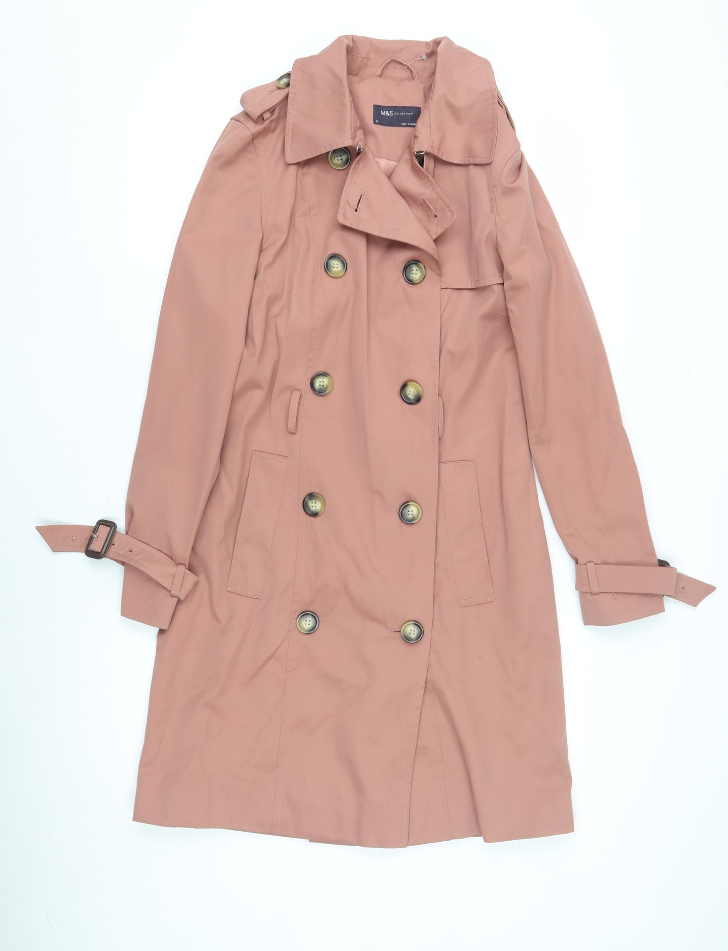 Marks and Spencer Pink Trench Coat, Size 8, Belted