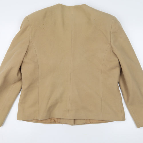 Armondi Women's Beige Wool Buttoned Jacket Size 16