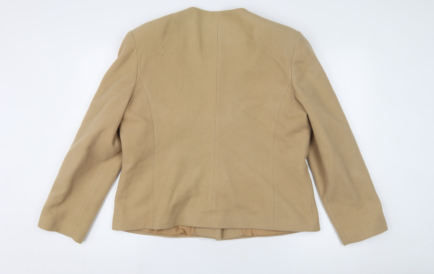 Armondi Women's Beige Wool Buttoned Jacket Size 16