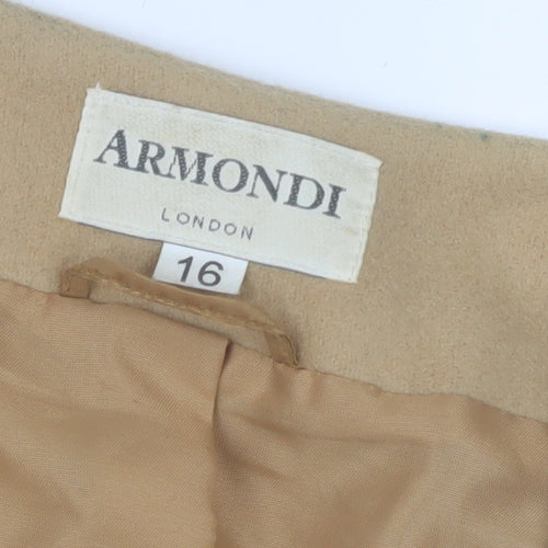 Armondi Women's Beige Wool Buttoned Jacket Size 16