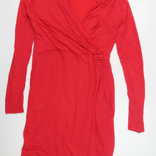 Boden Women's Red Wrap Dress, Size 10, Viscose Jersey