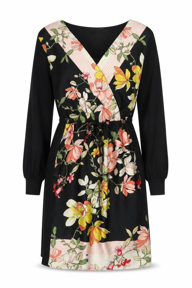 Front view of Oasis Women’s Floral Dress Large Black Multicoloured