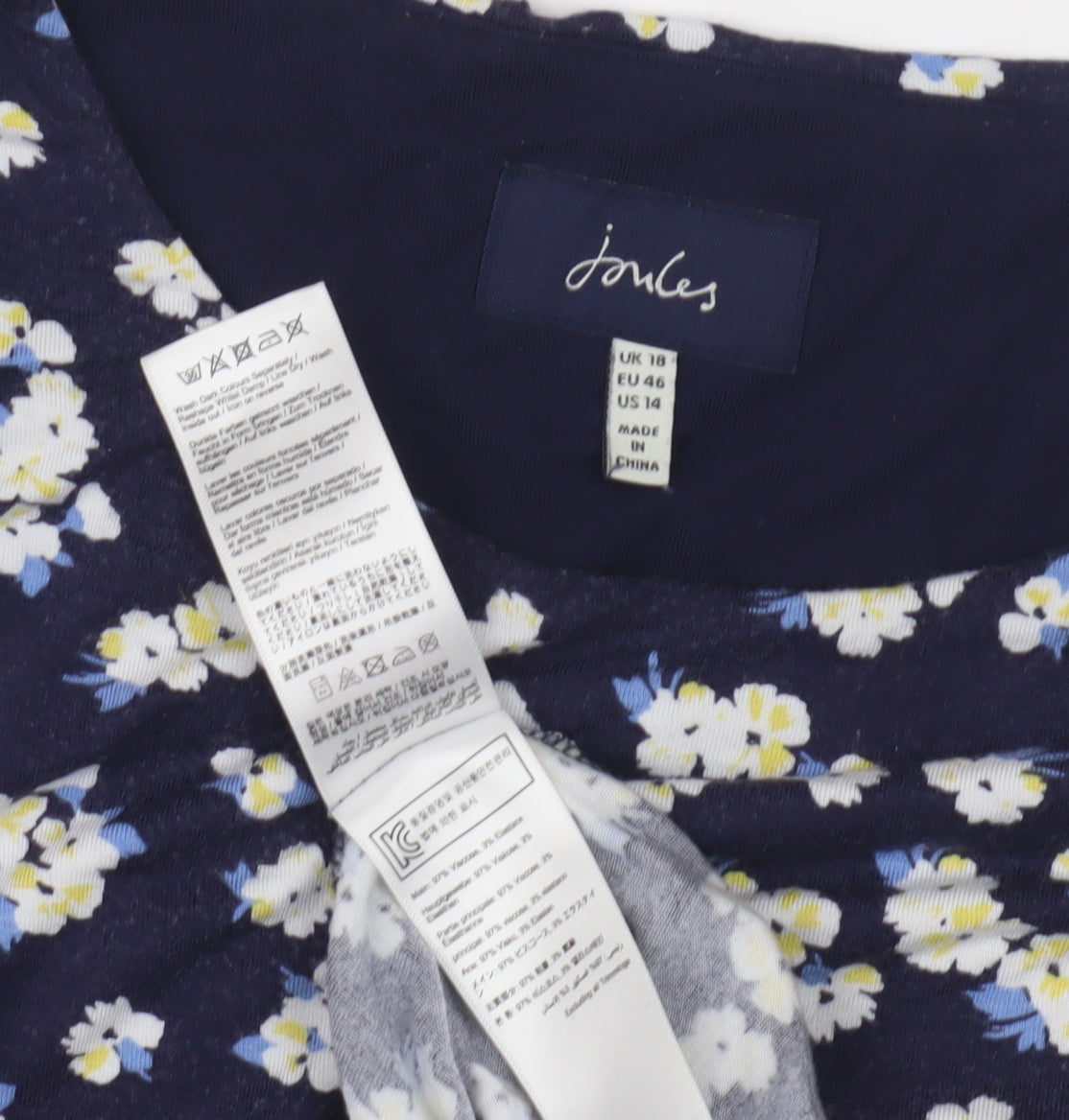 Joules Women's Floral Jersey Dress, Size 18, Multicoloured