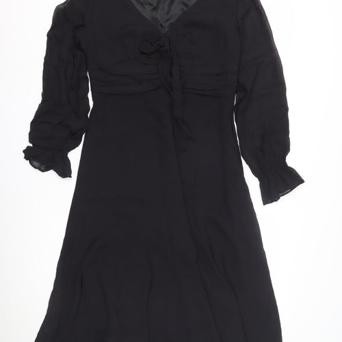 Hobbs Women's Black Long Sleeve Chiffon Dress Size 10