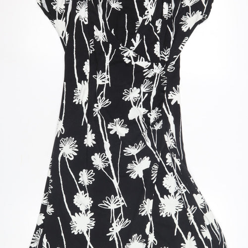 Laura Ashley Women's Black Floral A-Line Dress Size 12