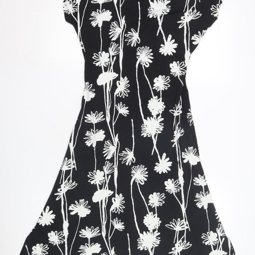 Laura Ashley Women's Black Floral A-Line Dress Size 12