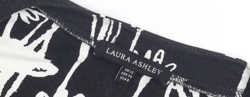 Laura Ashley Women's Black Floral A-Line Dress Size 12