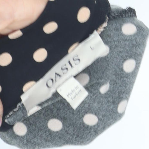 Oasis Women's Black Polka Dot Fit & Flare Dress L