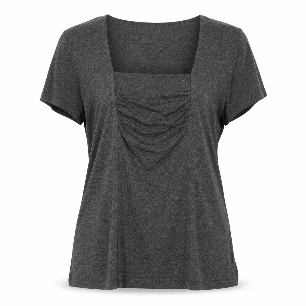 Front view of Autonomy Women's Grey Scoop Neck T-Shirt, size 14