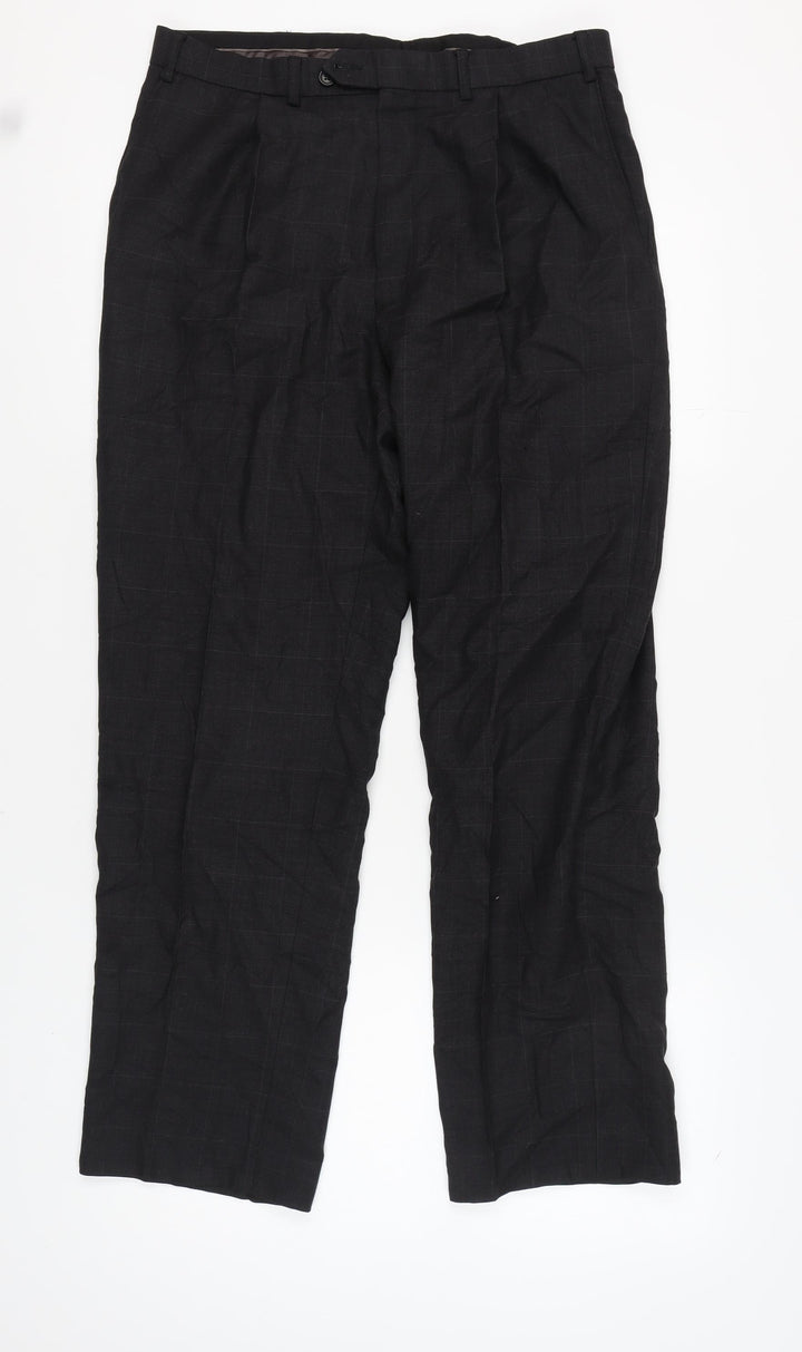 Marks and Spencer Men's Grey Check Dress Pants 36R