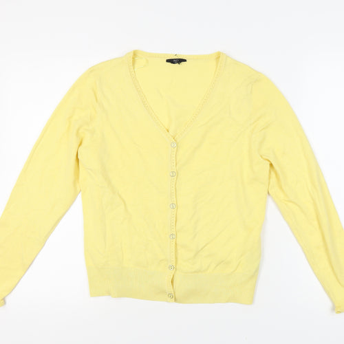 M&Co Women's Yellow Cardigan Size 16 Knit V-Neck