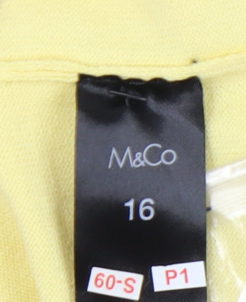 M&Co Women's Yellow Cardigan Size 16 Knit V-Neck