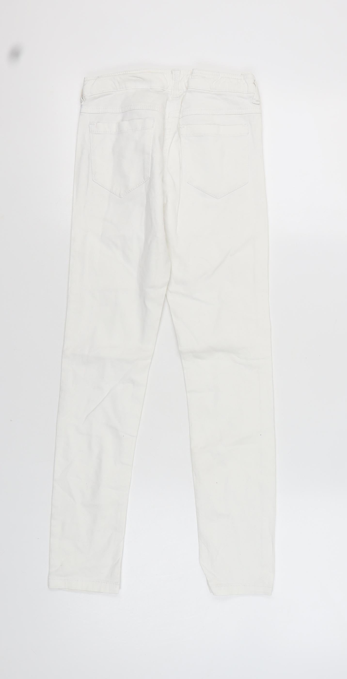 Next Girls White Jeans 11 Years Cotton Elastane Casual