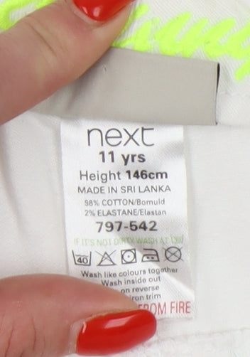 Next Girls White Jeans 11 Years Cotton Elastane Casual