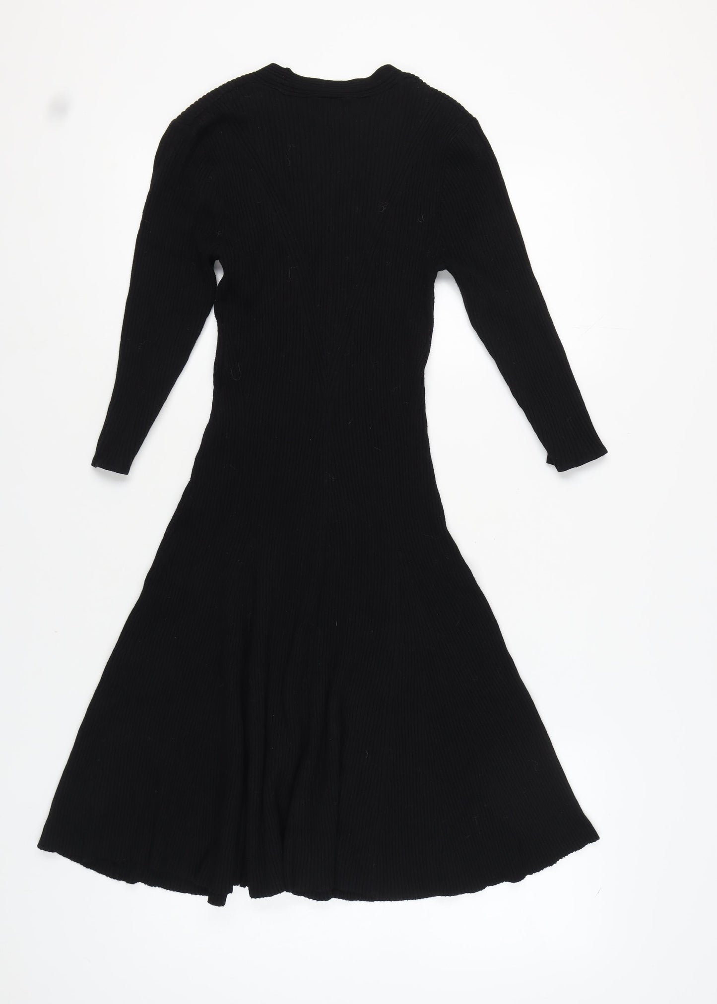 Worthington Women's Black V-Neck Long Sleeve Dress M