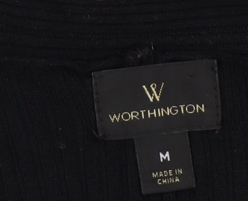 Worthington Women's Black V-Neck Long Sleeve Dress M