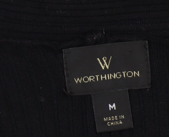 Worthington Women's Black V-Neck Long Sleeve Dress M