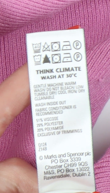 Marks and Spencer Women's Pink Full Zip Jumper, M