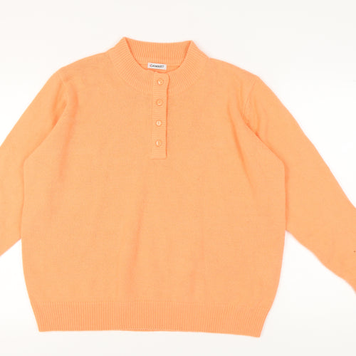 Damart Women's Orange XL Henley Wool Blend Jumper