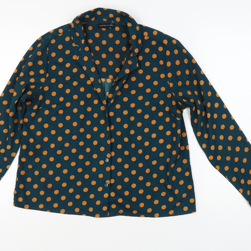 Wednesday's Girl Women's Blue Polka Dot Button-Up Shirt M