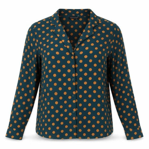 Wednesday's Girl Women's Blue Polka Dot Button-Up Shirt M