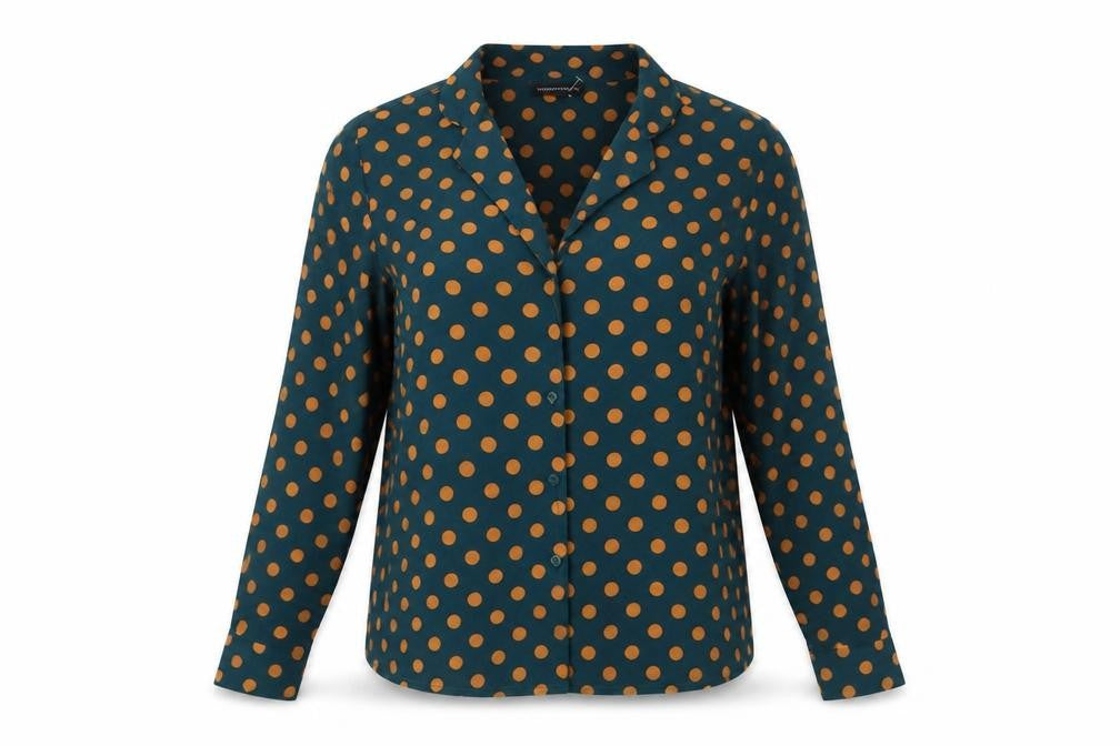 Wednesday's Girl Women's Blue Polka Dot Button-Up Shirt M