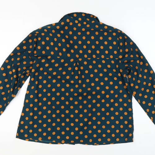 Wednesday's Girl Women's Blue Polka Dot Button-Up Shirt M