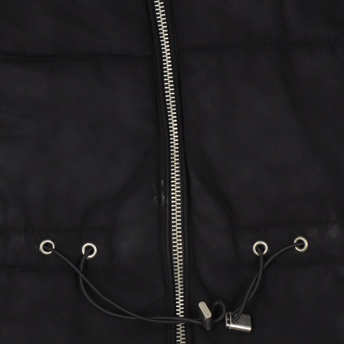 H&M Women's Black Puffer Jacket XS Fur Trim