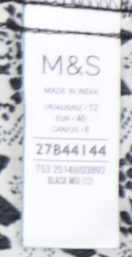 Marks and Spencer Women's Black Mix Blouse, Size 12