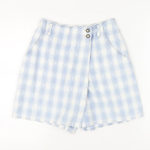 Lizwear Women's Blue Chino Shorts, Size 6, Plaid, Cotton