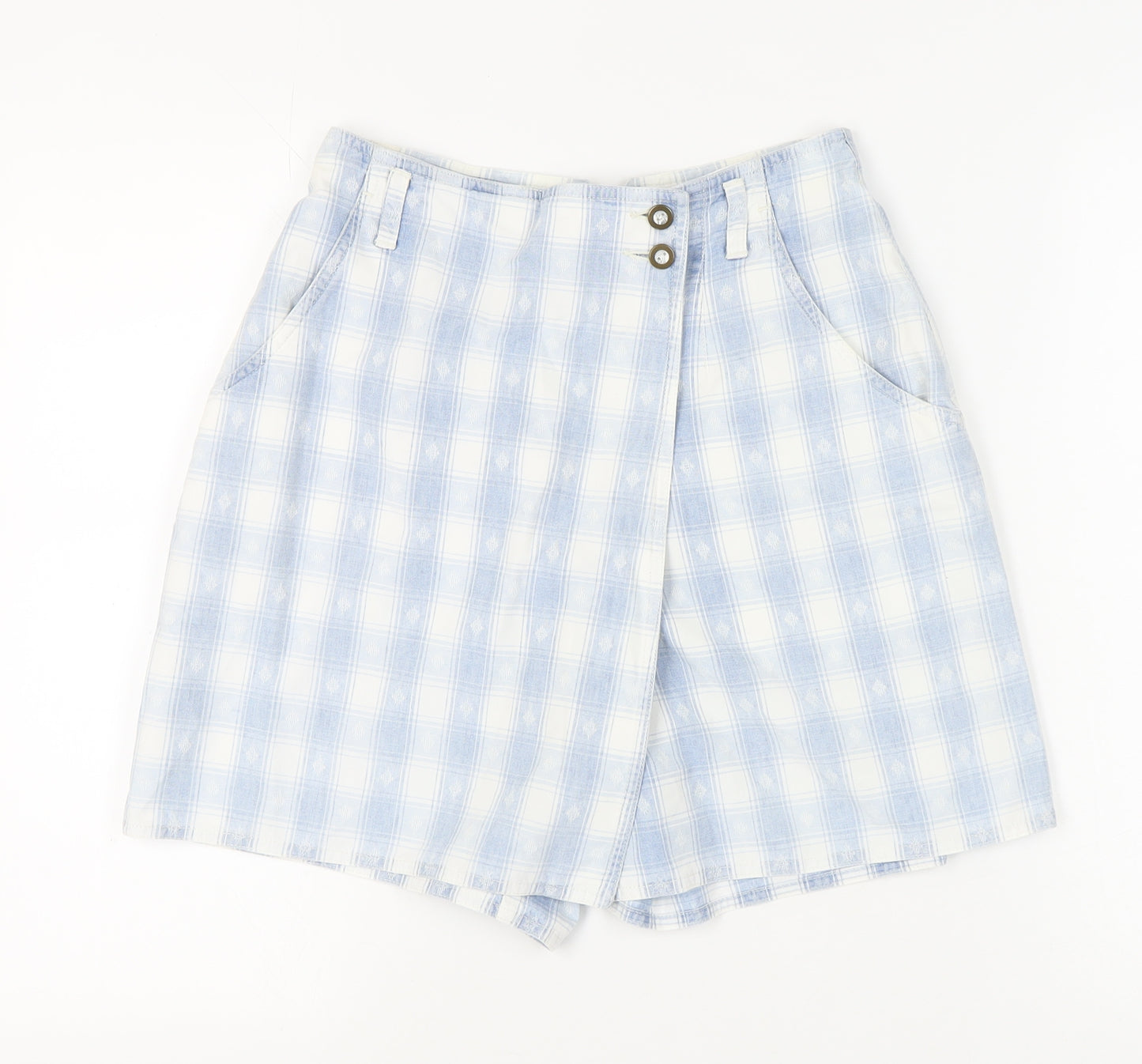 Lizwear Women's Blue Chino Shorts, Size 6, Plaid, Cotton