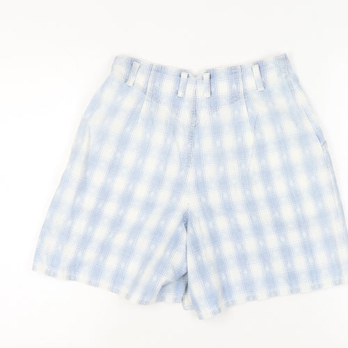 Lizwear Women's Blue Chino Shorts, Size 6, Plaid, Cotton