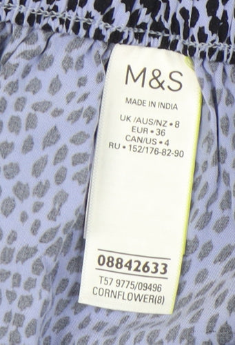 Marks and Spencer Women's Blue Animal Print Shorts, Size 8