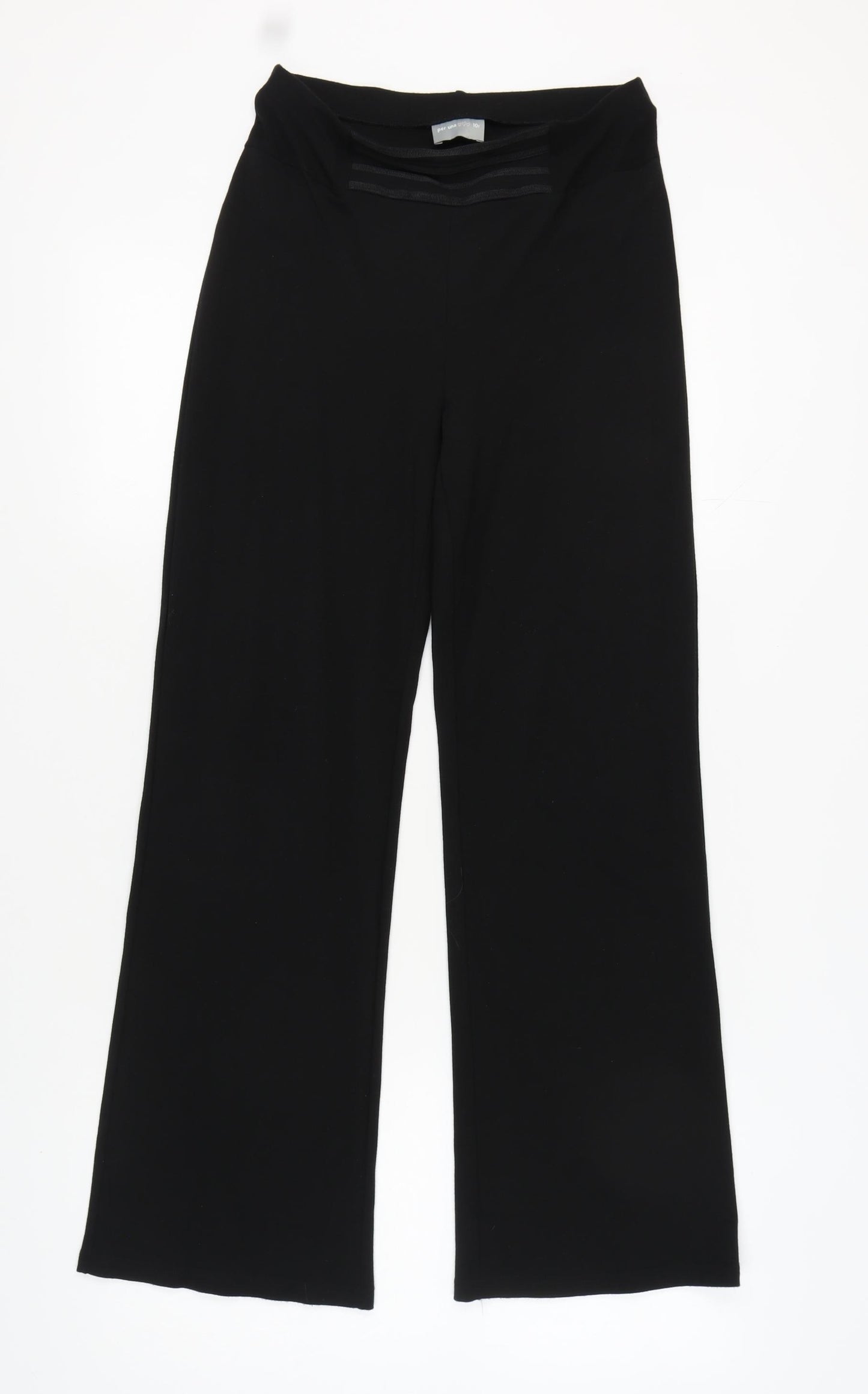 Marks and Spencer Women's Black Wide-Leg Trousers Size 10