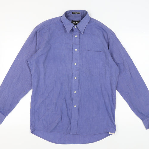 Kasper Men's Blue Long Sleeve Button-Up Shirt 15.5