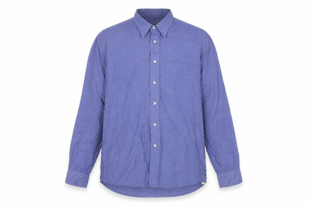 Front view of Kasper Men's Blue Long Sleeve Button-Up Shirt 15.5