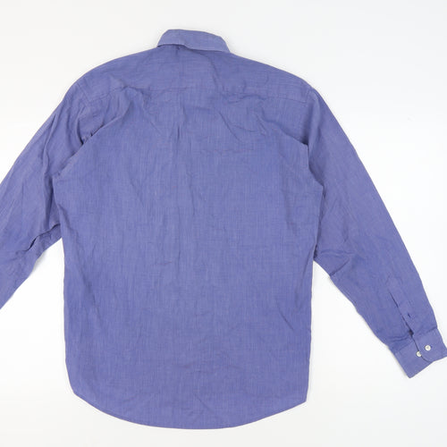Kasper Men's Blue Long Sleeve Button-Up Shirt 15.5