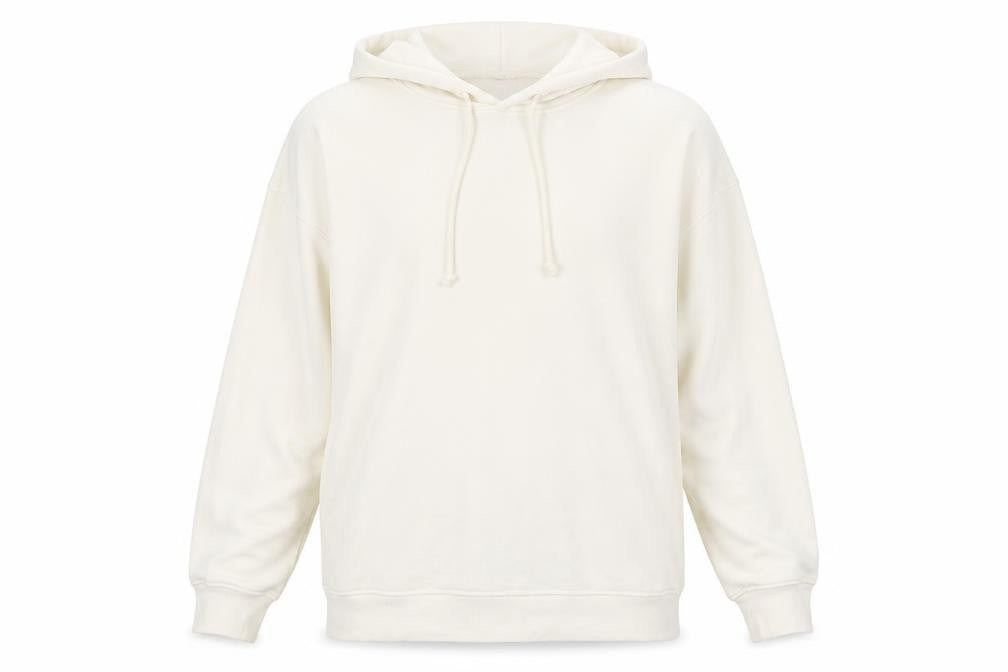Front view of H&M Women’s Ivory Hoodie S Front Pocket