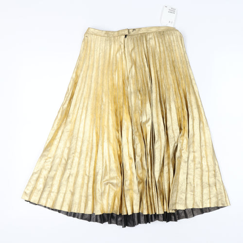 H&M Women's Gold Pleated Midi Skirt UK 10