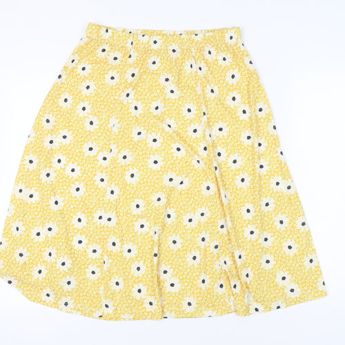 Damart Women's Yellow A-Line Floral Skirt Size 16