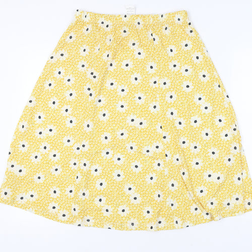Damart Women's Yellow A-Line Floral Skirt Size 16