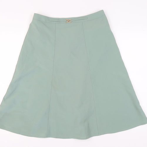 Damart Women's Green A-Line Skirt with Buckle, Size 12
